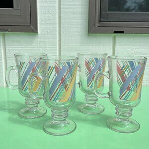 1980s Pastel Sorbet Stripe Glasses – Set of 4